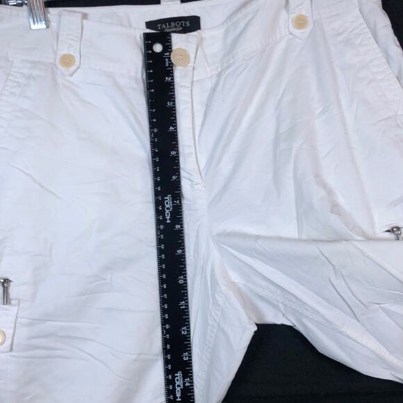 Talbots Womens Pants White High Rise Signature Zip Cargo Pockets Stretch 10 - Picture 8 of 12